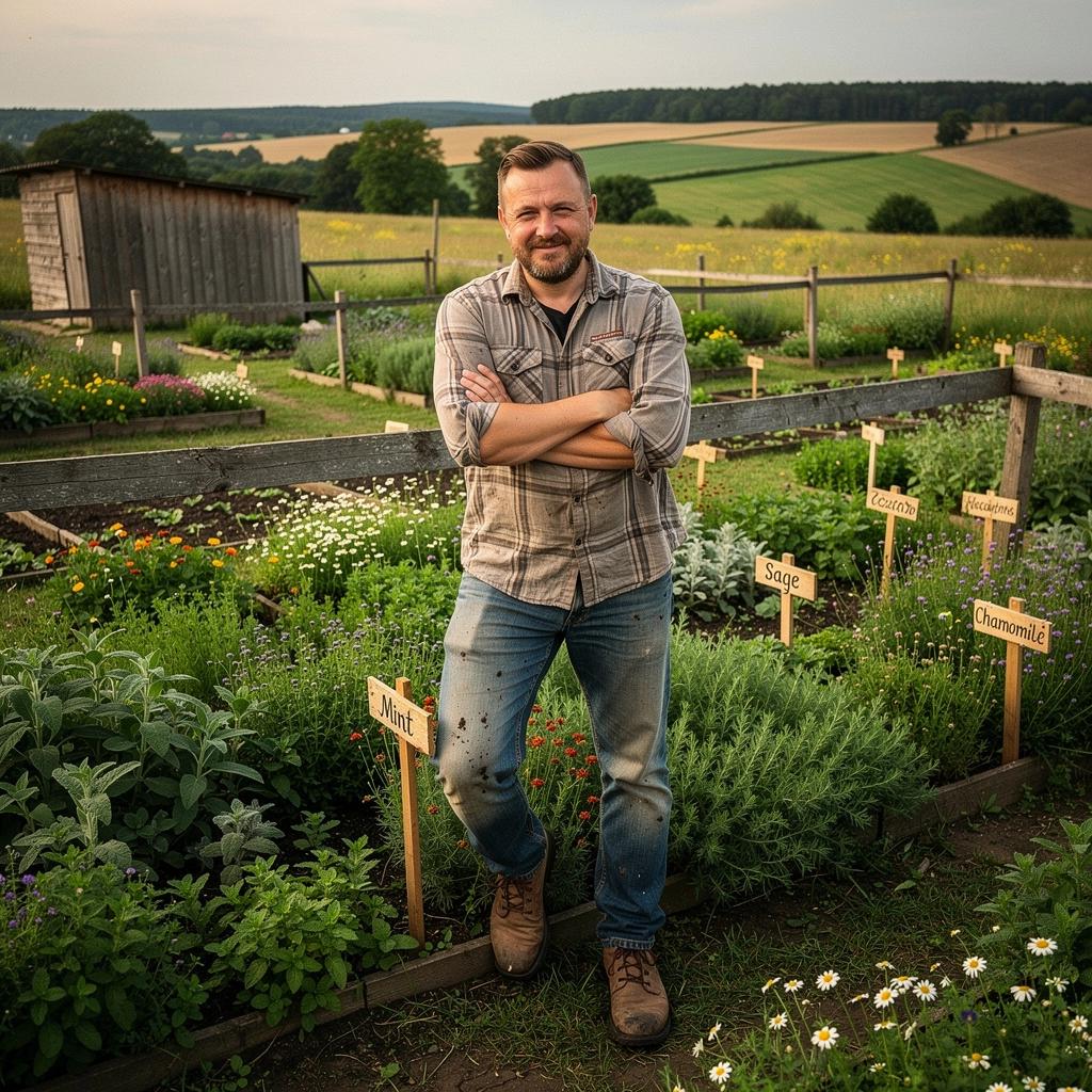Rankų darbo arbatos puodelis, papuoštas natūraliais žolelių raštais.